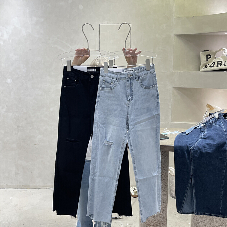 New in early summer! [hey & Momo] straight pipe jeans 8813# ll with irregular leg
