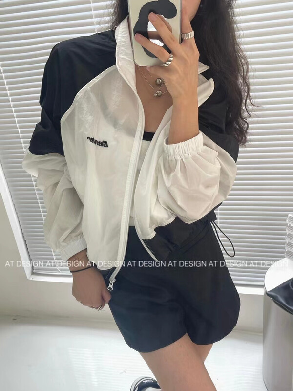 [1to3] letter embroidery color blocking short coat 8103# LSW