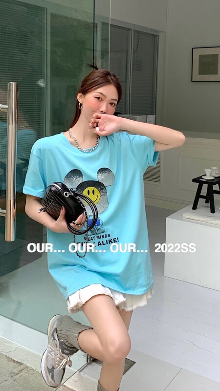New year in early spring! [our] Korean three-dimensional hot drill Mickey short sleeve T-shirt 6963# LSW