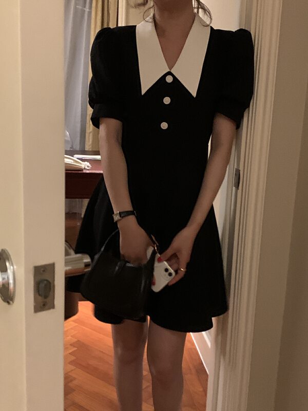 [vis type] pointed collar atmosphere dress 7596# hjy