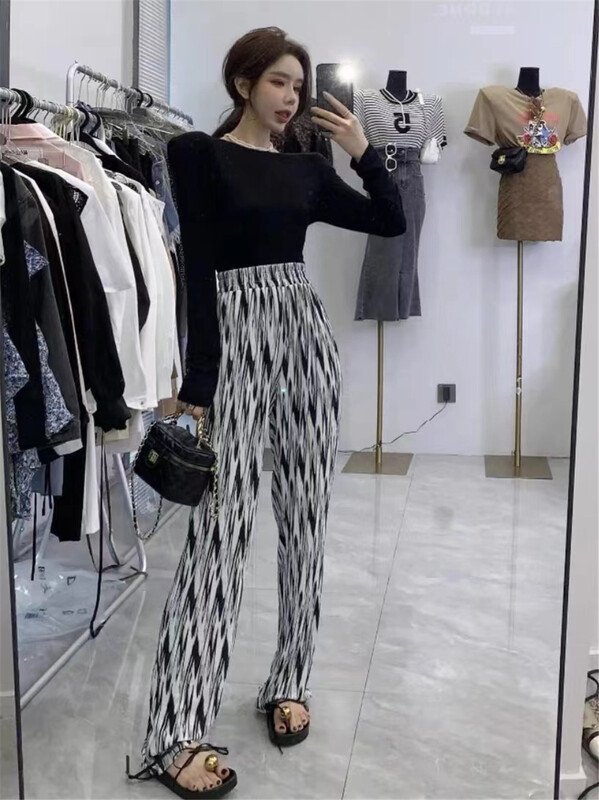 [yipinjia] Korean versatile color matching casual pants 8956# WTT