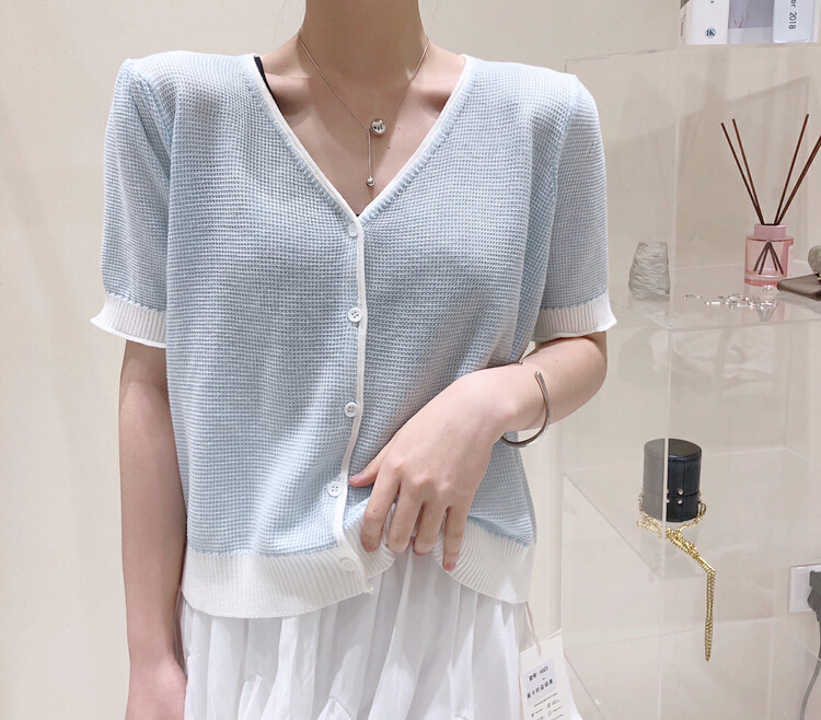[S.J] fashionable and versatile contrast color knitted cardigan ys6823# LSW