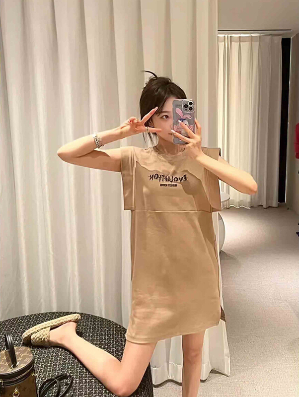 [wgwe] Korean letter loose sleeveless dress 1662# PCZ