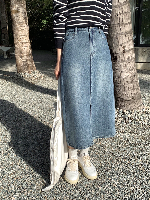 New year in early spring! [T.G] Korean split denim skirt 16605# zxl