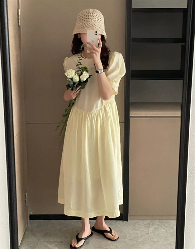 [the lab] crew neck solid medium length dress 2154# zxx
