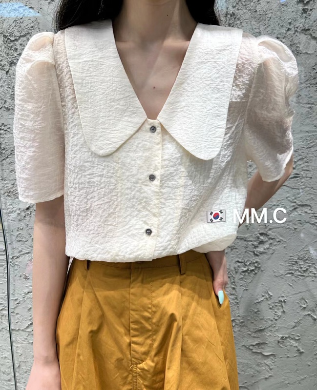 [mm. C] French Style Bubble Sleeve single breasted shirt 85598# lwy
