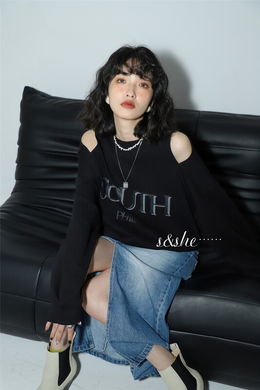 New year in early spring! [S & she] Korean letter off shoulder loose Pullover Sweater sa1081a# hyy