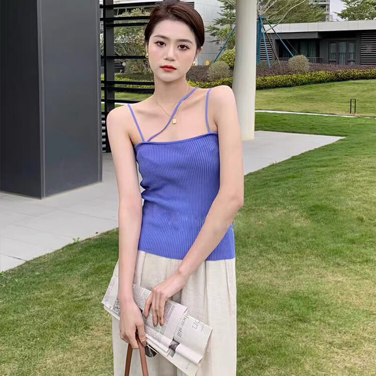 [qiqiyishe] sweet spicy pure desire flat neck sling sweater 1906# XYY
