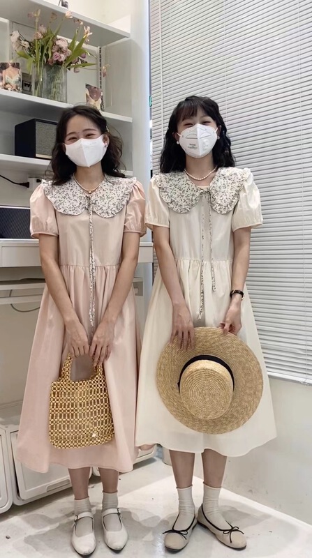 [c.hfeiyang] Korean fashion floral dress (with collar) 6637-2# HBx
