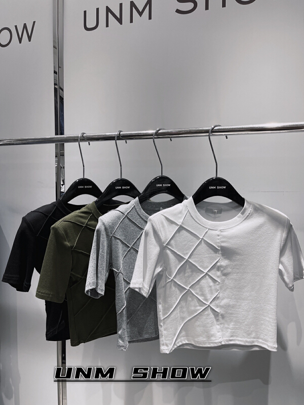 [unm-show] Korean slim and versatile wrinkled short sleeve T-shirt 6179# WTT