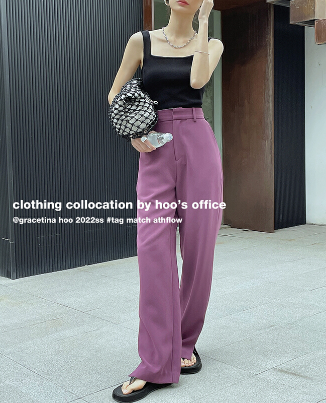 New year in early spring! [gracetina Hoo] pendant anti wrinkle high waist side slit loose slim casual pants k9069# zxl