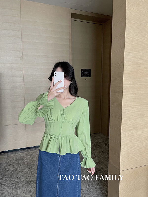 【TAOTAO FAMILY】法式氣質荷葉邊小衫  6108#  LWY