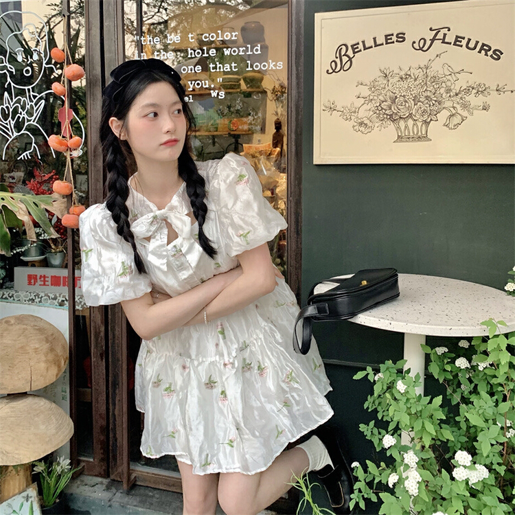 [dolly] fugitive Princess bow knot sweet baby collar design sense of minority loose Fairy Dress 9551# LSW