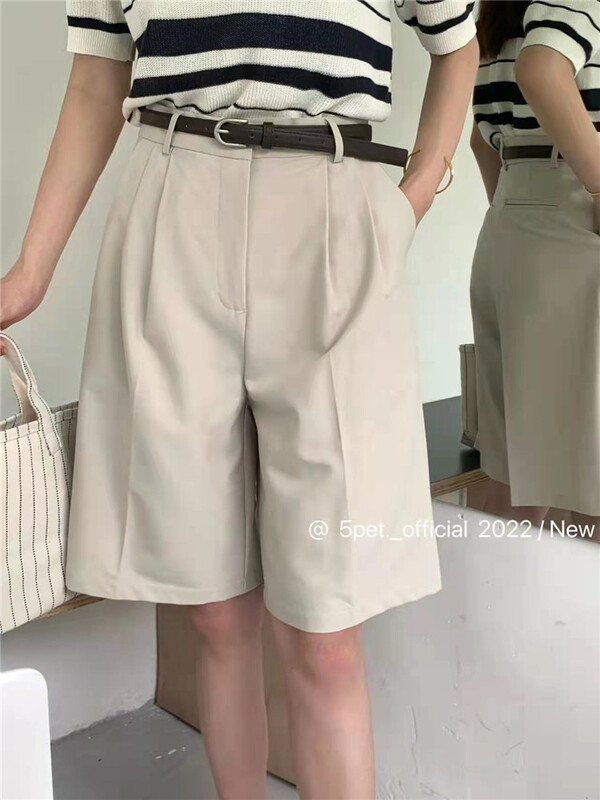 New in early summer! [5pet] high waist slim casual loose five point trousers (without belt) 8005# XYY