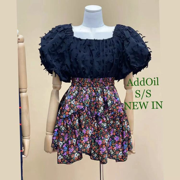 [addoil] elastic waist versatile flower skirt 6962# zxl