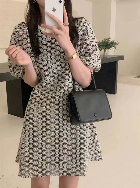[m.zi studio] bubble sleeve fashion slim dress 6931# HBx