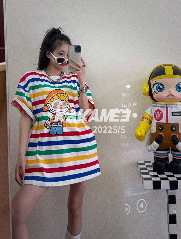 [kakamee] round neck loose fashion short sleeve T-shirt s381# LSL