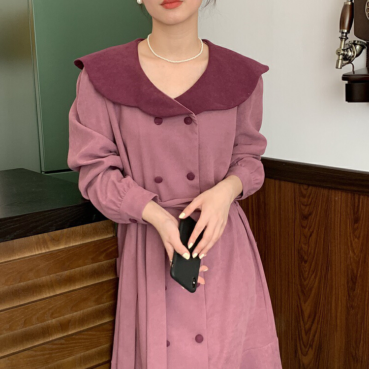 New year in early spring! [timely rain] French Hepburn contrast color waist closing dress (without belt) ys1-59920# YYW