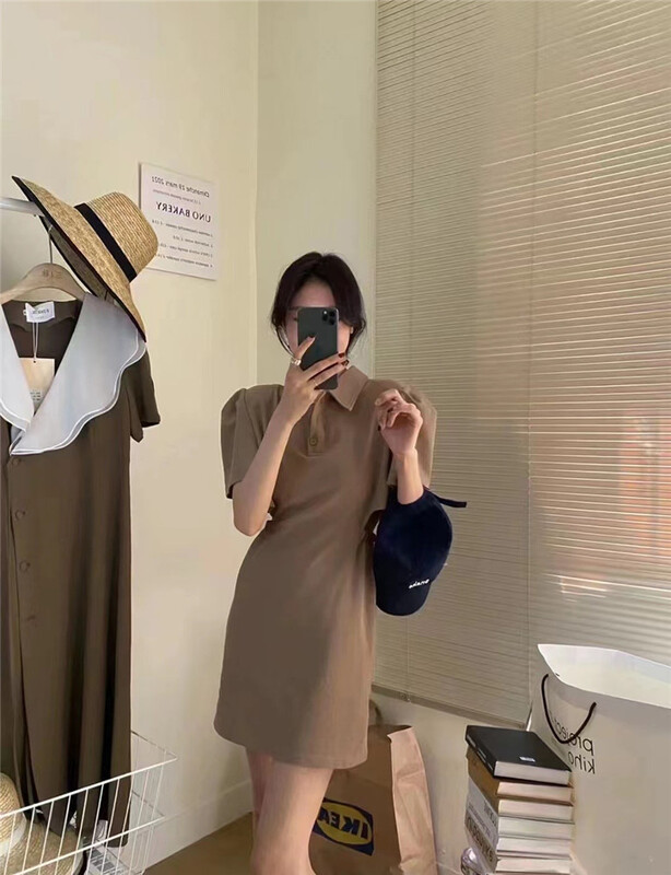 [Jerry house jelly home] Korean casual waist leakage polo dress 7077# HBx