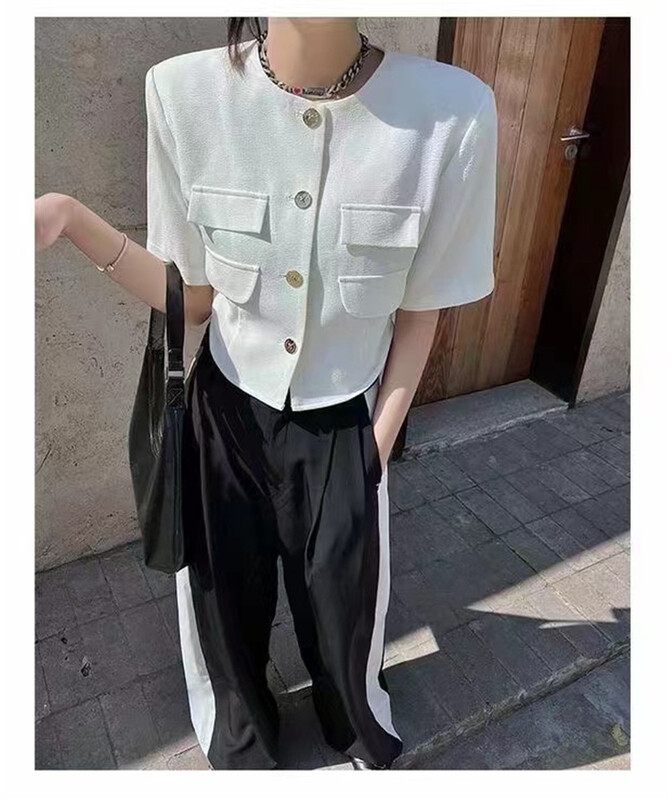 New in early summer! [al] Korean Short Jacket with round neck and button 3088# ozq