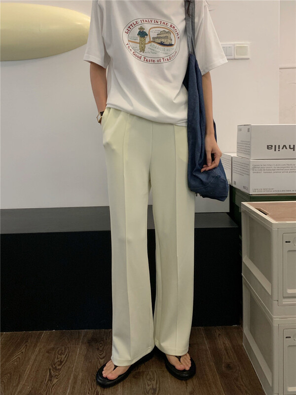 goods in stock! New in early summer! [Chennai] elastic waist straight tube comfortable casual pants 121u012# zxx