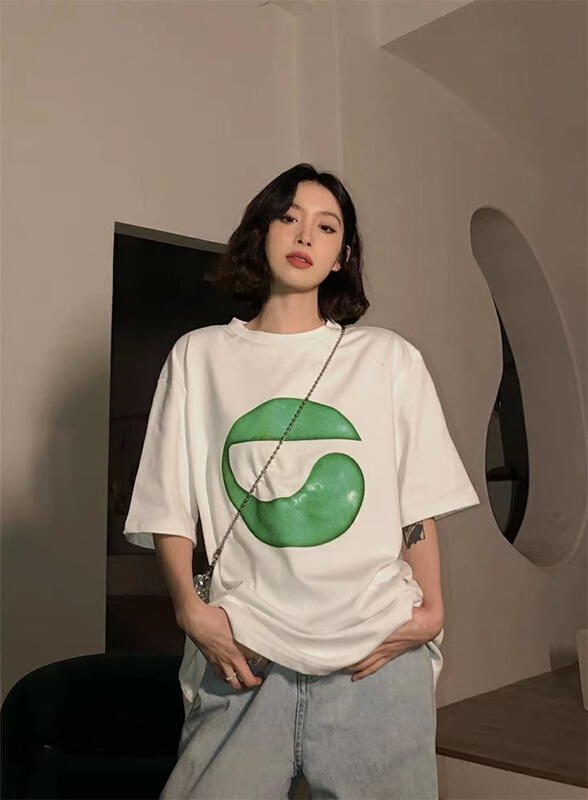 [muzijia] original round neck printed short sleeve T-shirt 66875\xyy