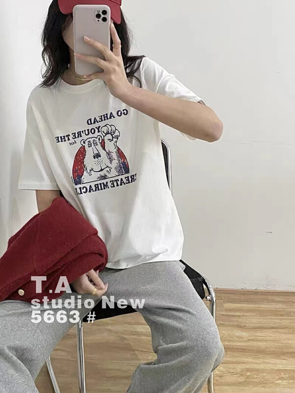 New in early summer! [TA +] Korean casual print short sleeve T-shirt 5663# XYY