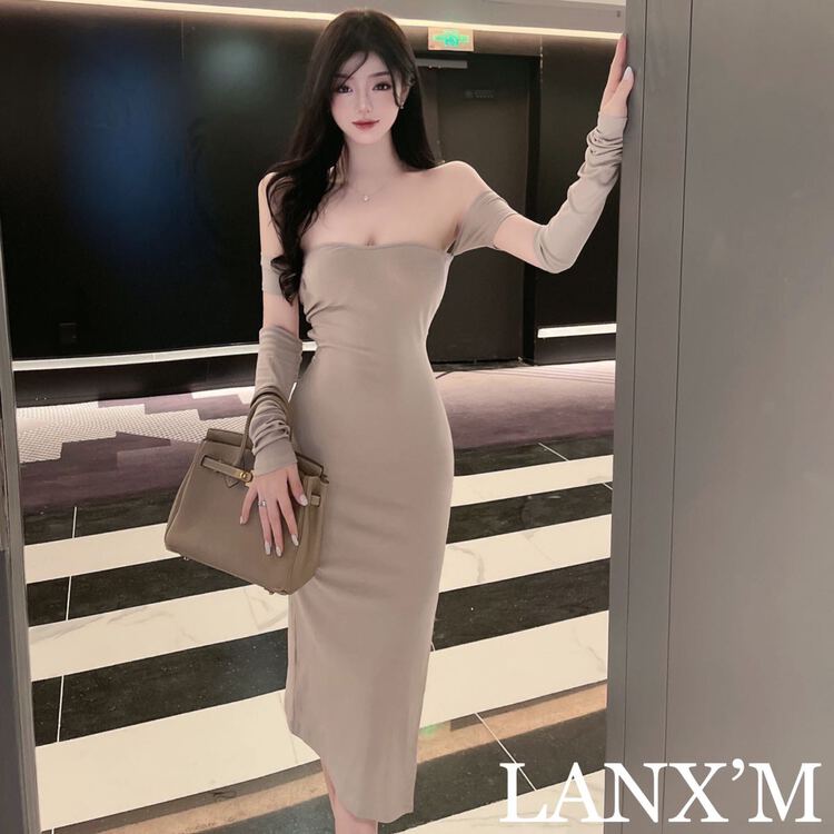 New year in early spring! [lanxm] pure Style Sexy thin knitted dress 18022# JJ