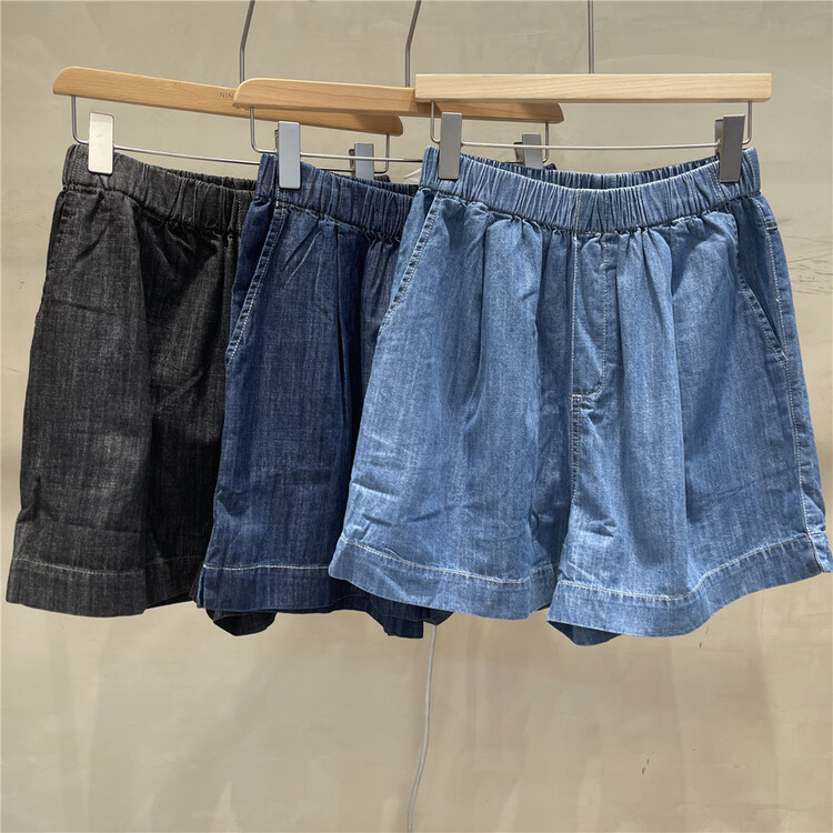 [fabric] high waist comfortable Korean denim shorts 861988# L
