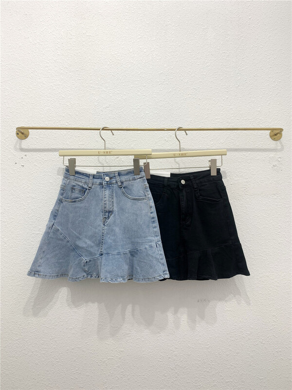 [u.she] Korean version versatile skinny denim skirt 19756\cqw