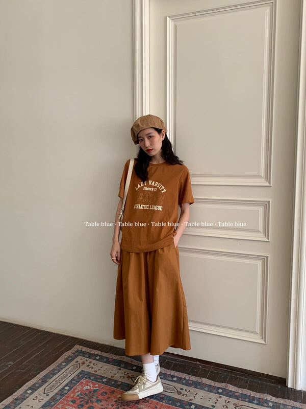 New year in early spring! [table blue] Korean small letter printed short sleeve T-shirt 2035# LSW