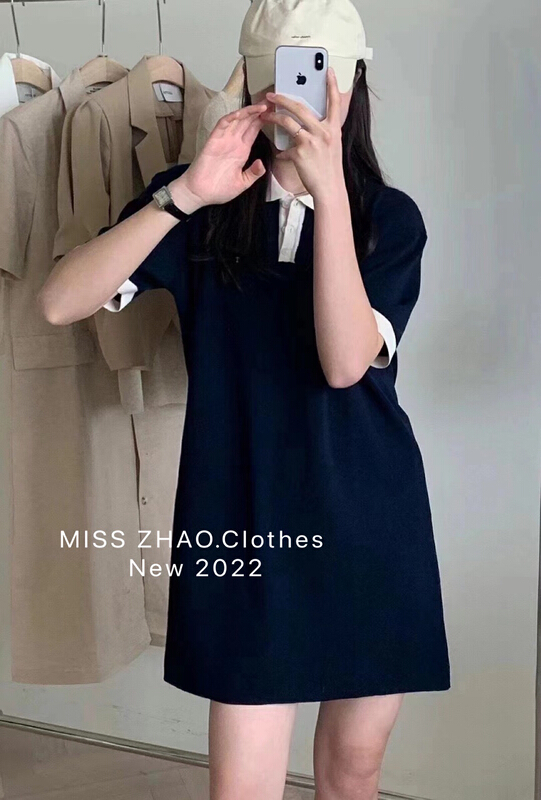 [misszhao] color blocking embroidery age reducing slim dress 1368# HBx