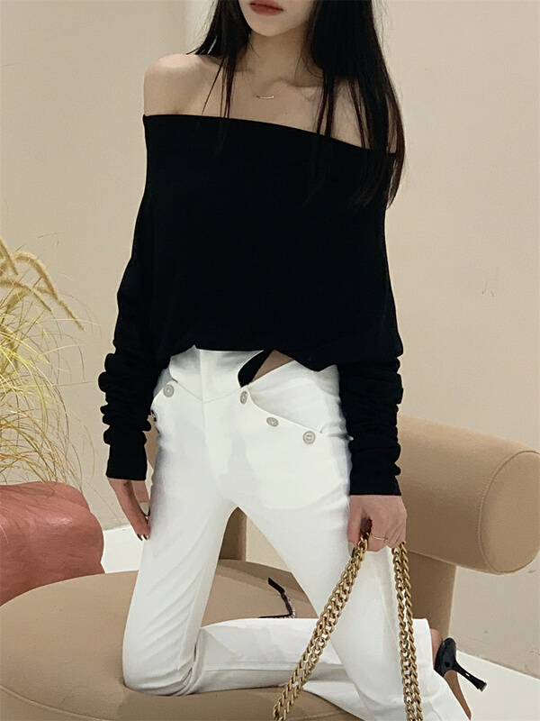 goods in stock! New year in early spring! [yhpi] simple and versatile one-piece long sleeve T-shirt 2518# JJ