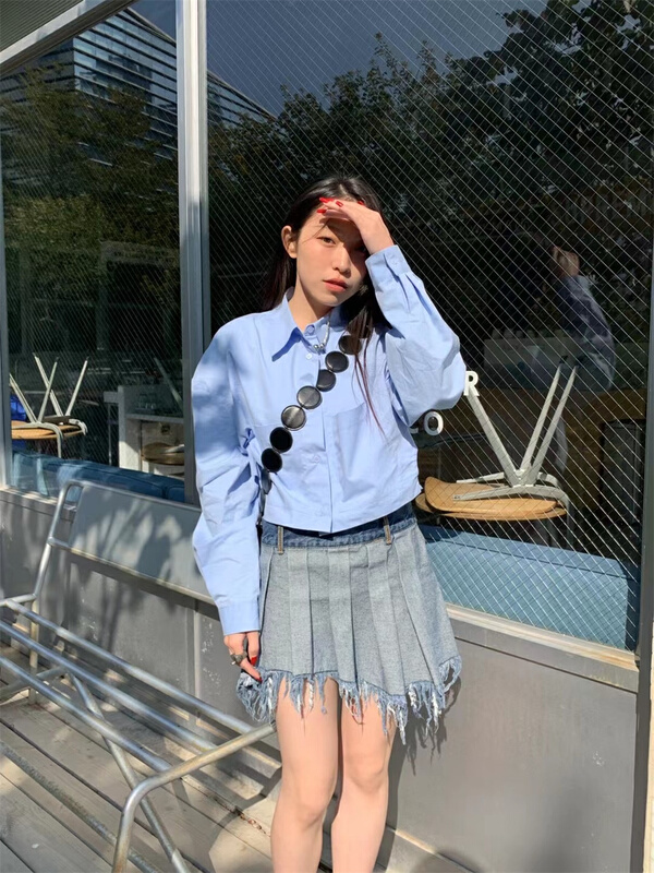 goods in stock! New in early summer! [9hour] tassel pleated slim skirt 90313# zxl