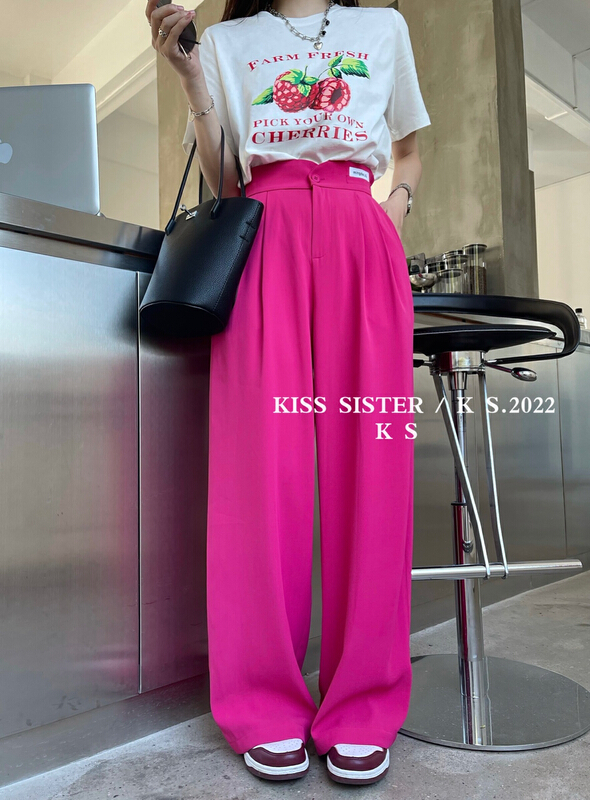 現貨!初夏上新!【KISS SISTER】韓版高腰寬鬆顯瘦韓版百搭休閒褲  9129#  OZQ