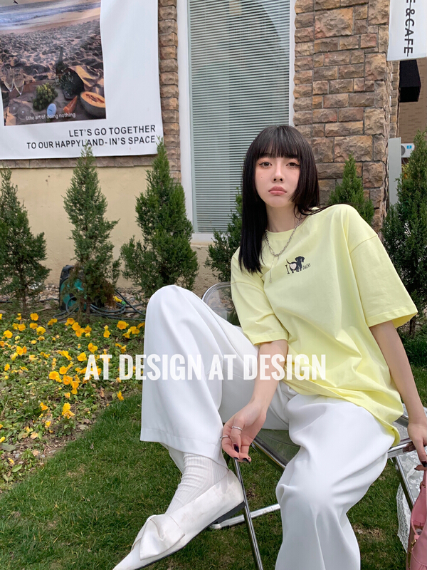 New in early summer! [at] Korean printed letter short sleeve T-shirt 56935# LSL