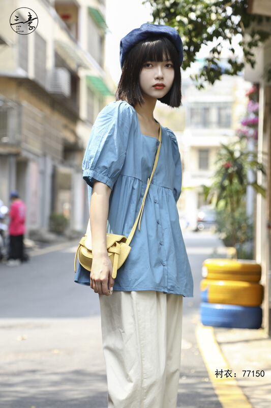 New in early summer! [original three element clothes] simple temperament casual square collar shirt 77150# XYJ