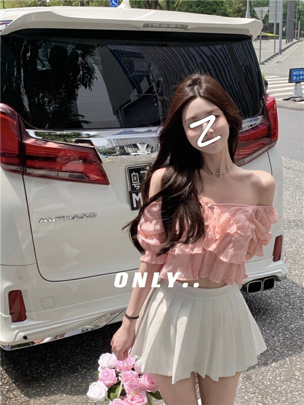 [only] ruffled off shoulder style blouse 8911# JJ
