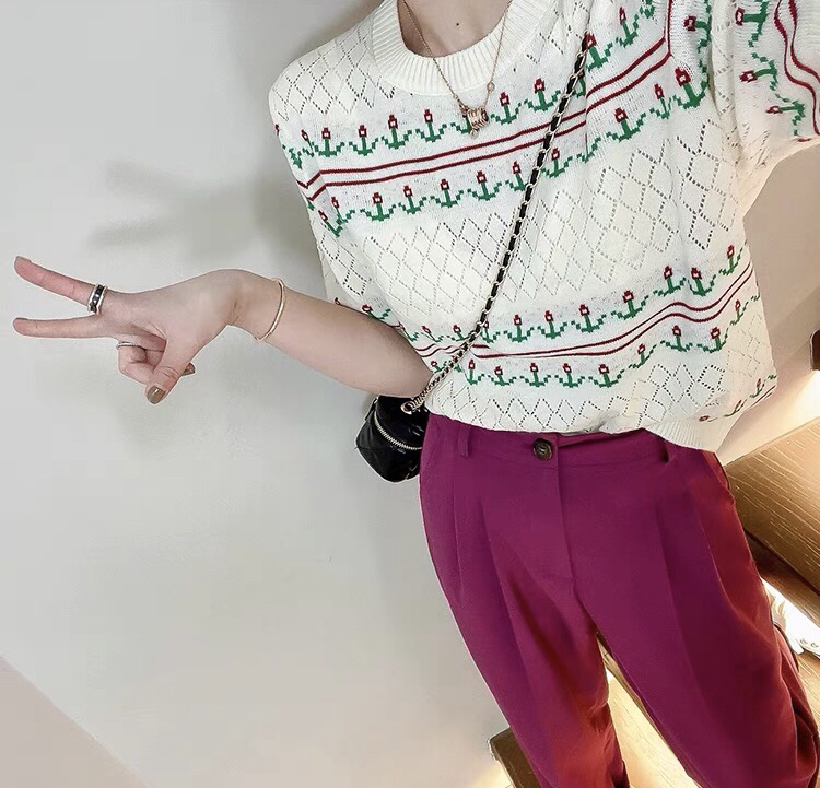 goods in stock! New in early summer! [pamini] Vintage Crochet fashion sweater 5068# HJC