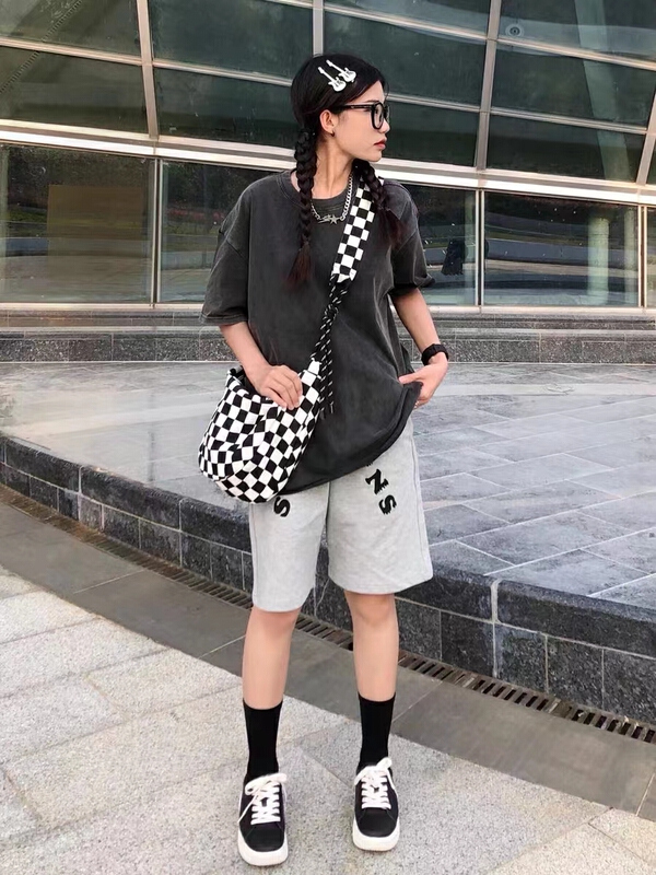 [9:00pm] leisure bag chessboard versatile messenger bag 9108# LSL