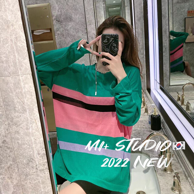 [Mi +] striped Pullover sunscreen sweater 2201# ozq