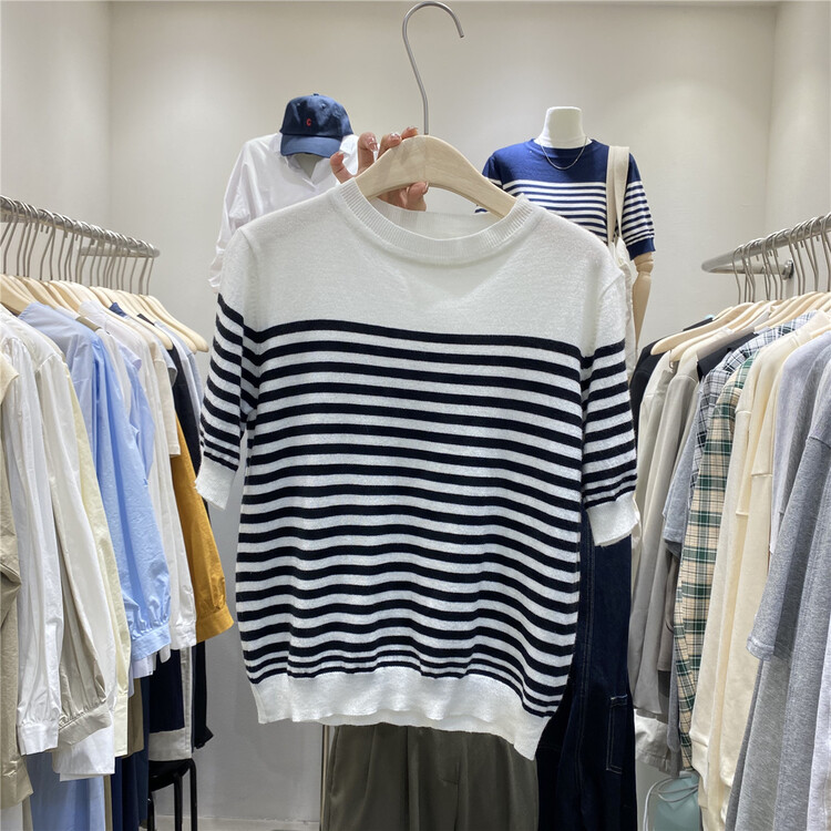 New year in early spring! 【E】 Korean casual stripe short sleeve sweater y21-635# XYY