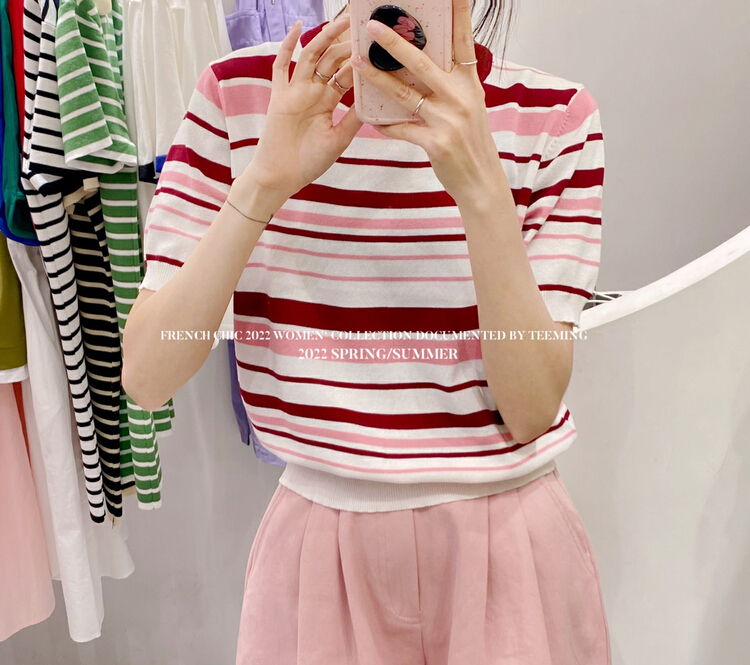 New in early summer! [teem ing] Korean stripe trend versatile warm sweater 22t259# hjy
