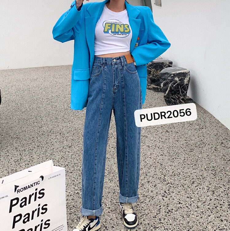 New year in early spring! [pudr] Korean fashion elastic waist loose jeans 2056# XJ