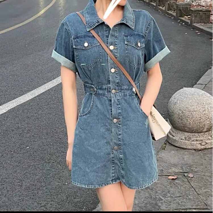 [jun.t] design sense Denim Short slim dress (with shawl) 5960# PCZ