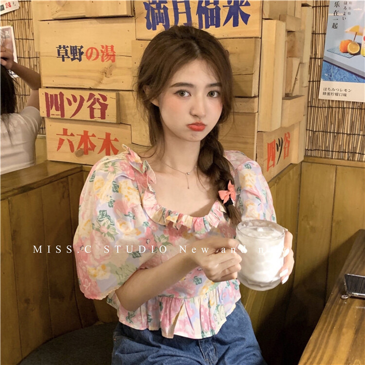 【MISS.C STUDIO】法式氣質方領短款小衫  3110#  ZXX