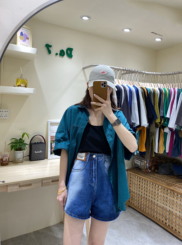 New in early summer! [da. 7] high waist gradient versatile denim shorts 8880# LSL