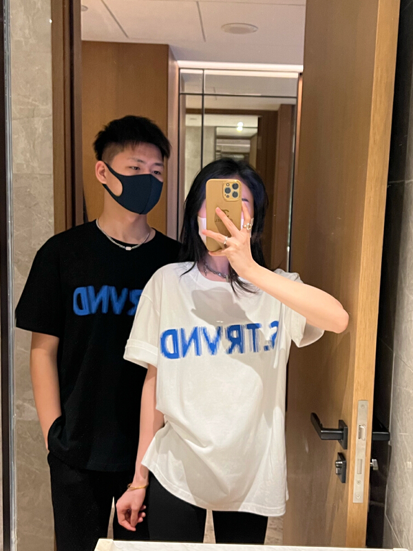 New in early summer! [ing] simple and loose wave printed letters short sleeve T-shirt 3108# ZZL