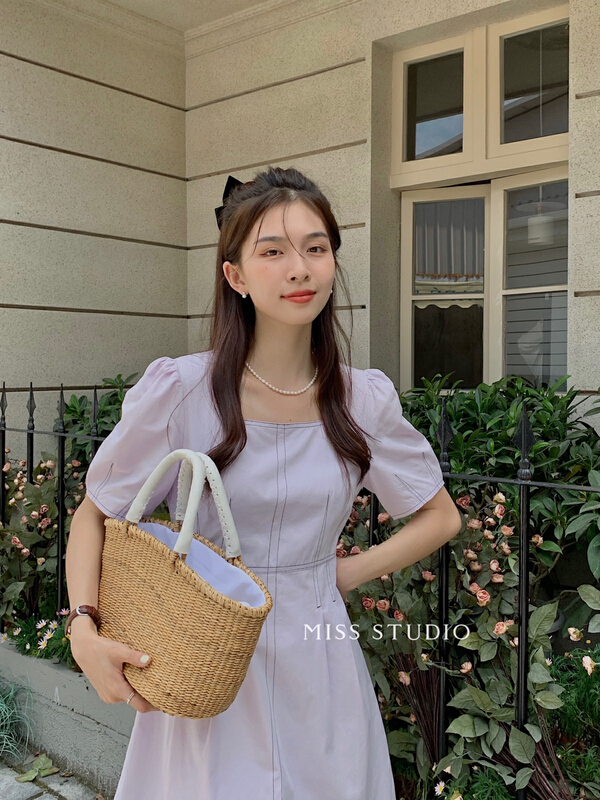 [miss miss miss home] temperament square collar personalized slim dress w309# zjy