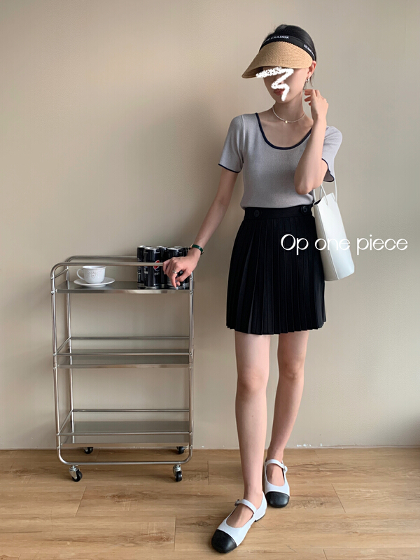 [OP one piece] contrast ice silk simple sweater 70001# hjy